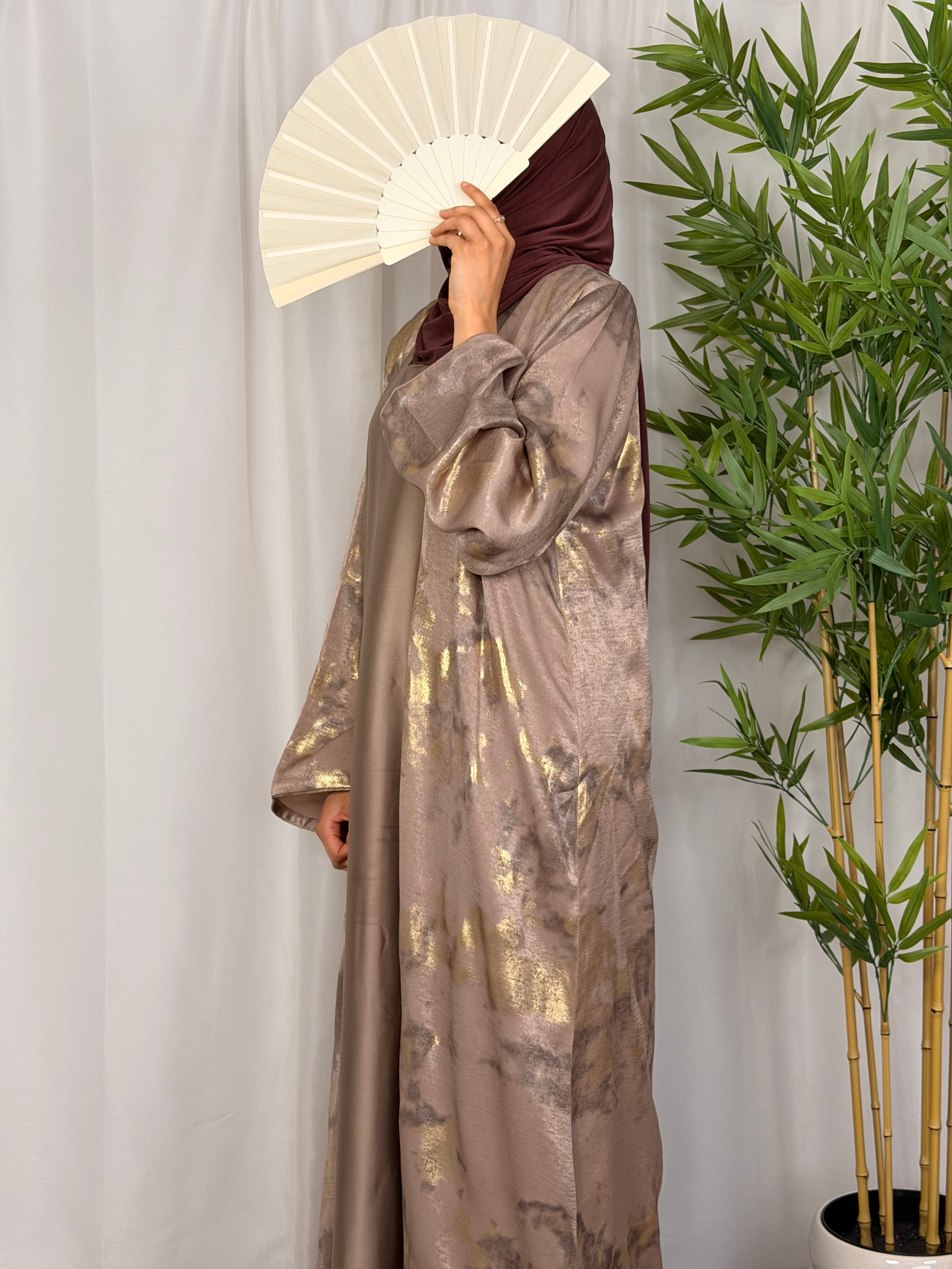 Golden Dune Open Abaya met Onderjurk