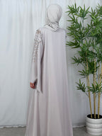 Open Abaya - cremé Steentjes op de Schouders