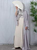 Open Abaya - cremé Steentjes op de Schouders