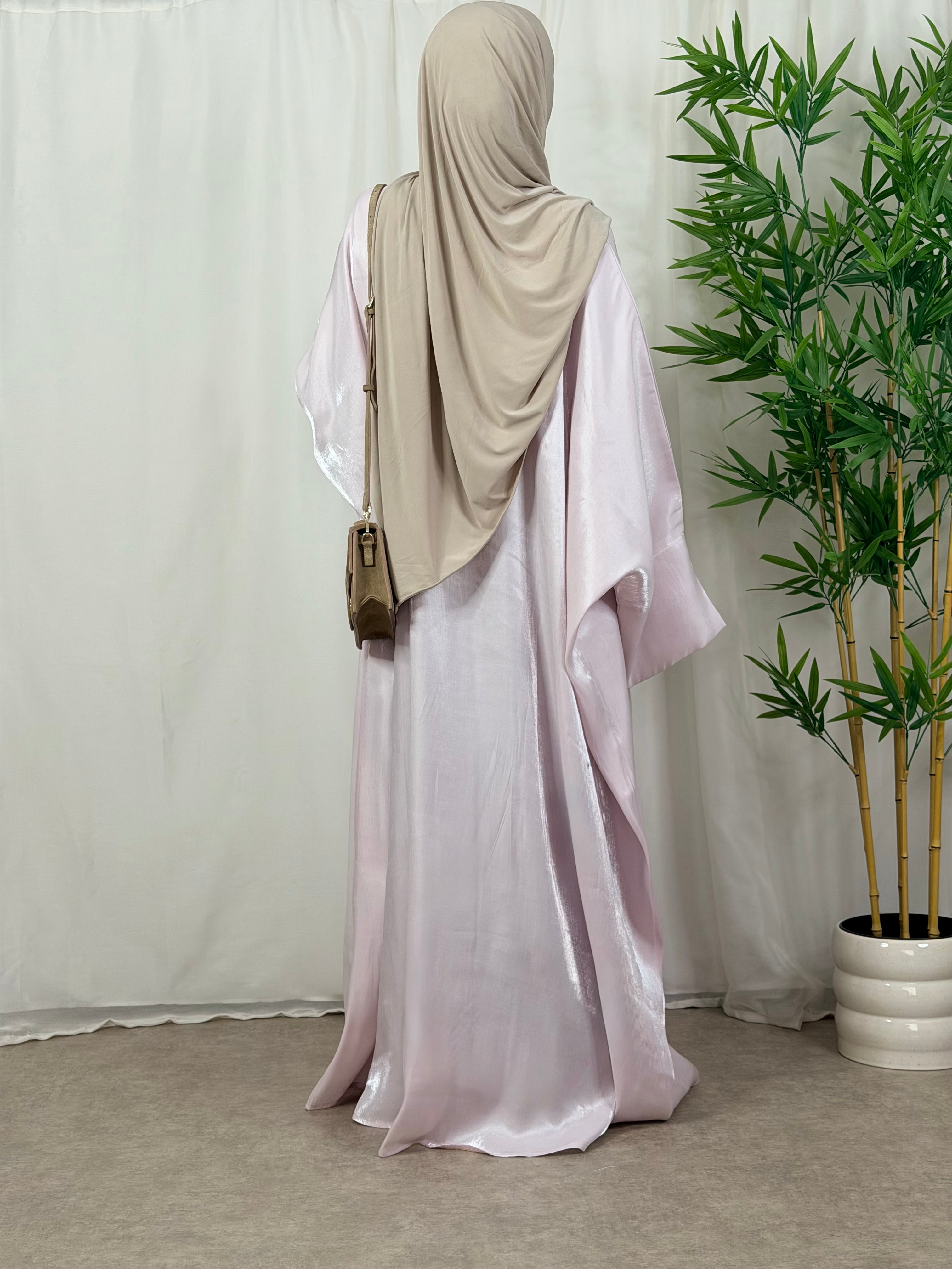 Convertible Farasha Abaya Pearl Blush met Open Mouwen en Knopen - 1-Delig