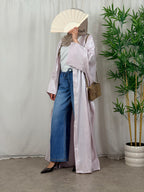Convertible Farasha Abaya Pearl Blush met Open Mouwen en Knopen - 1-Delig