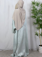 Convertible Farasha Abaya Ice Mint met Open Mouwen en Knopen - 1-Delig