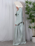 Convertible Farasha Abaya Ice Mint met Open Mouwen en Knopen - 1-Delig