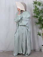 Convertible Farasha Abaya Ice Mint met Open Mouwen en Knopen - 1-Delig
