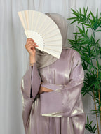 Convertible Farasha Abaya Moonstone Mist met Open Mouwen en Knopen 1-Delig