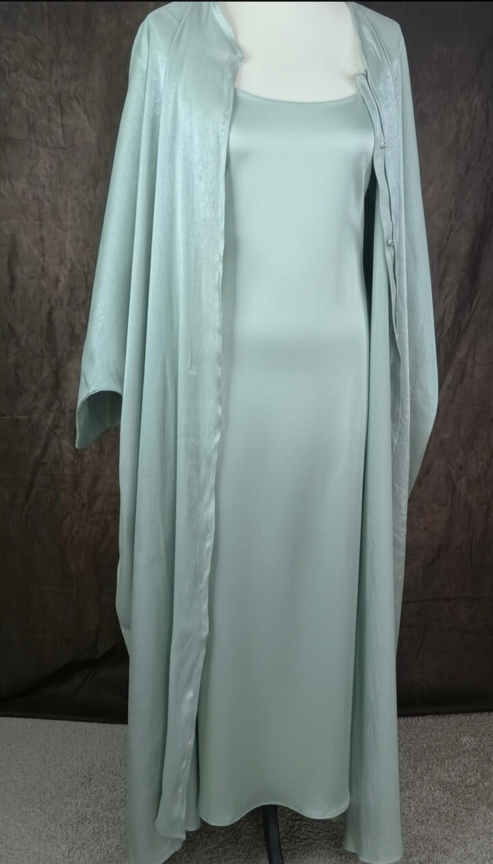 Convertible Farasha Abaya Mint Blue met Open Mouwen en Knopen - 1-Delig
