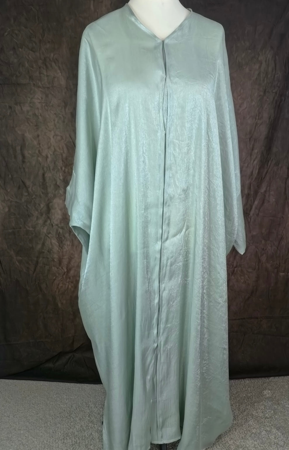 Convertible Farasha Abaya Mint Blue met Open Mouwen en Knopen - 1-Delig