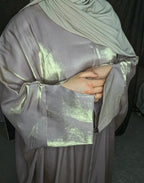 Convertible Farasha Abaya Taupe met Open Mouwen en Knopen 1-Delig